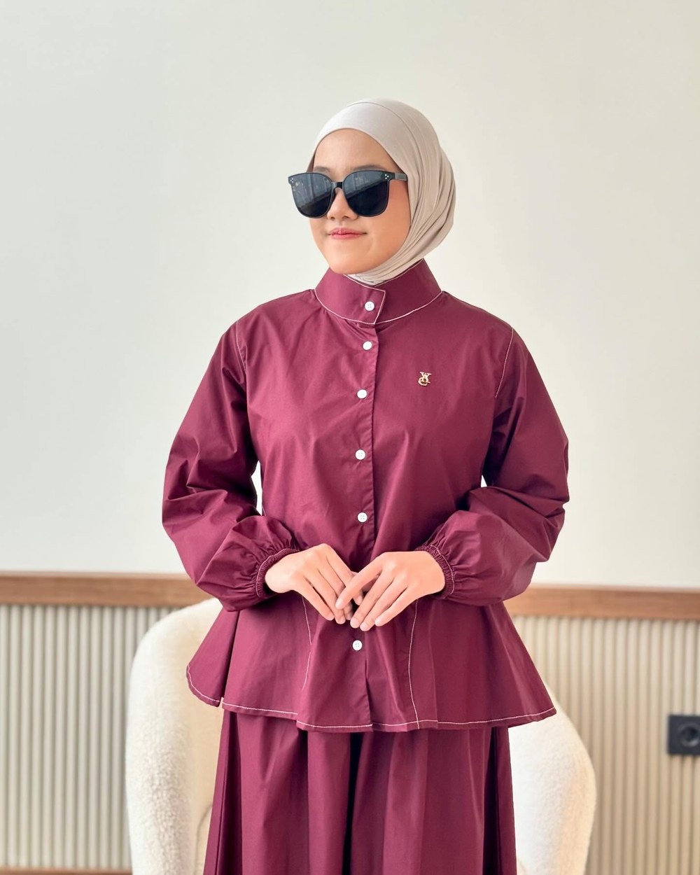 Alesha Peplum Set Maroon foto 2