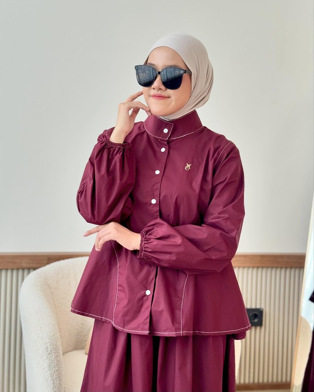 Alesha Peplum Set Maroon foto 3