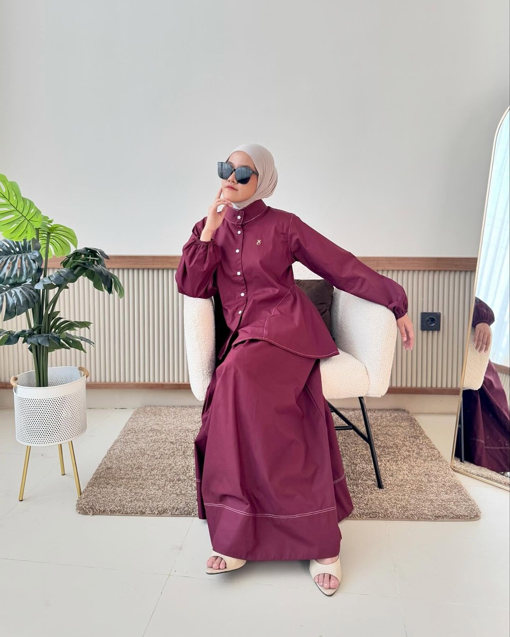 Alesha Peplum Set Maroon