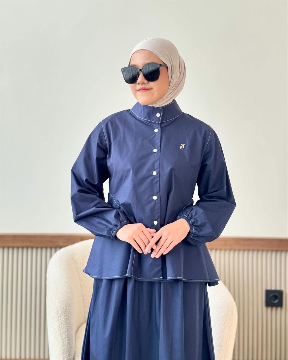 Alesha Peplum Set Navy foto 2